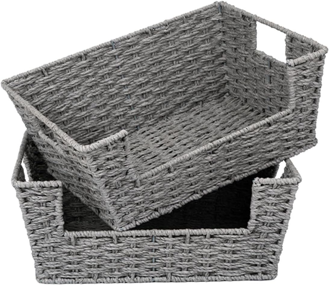 StorageWorks Round Paper Rope Woven Basket for Pantry Organizing