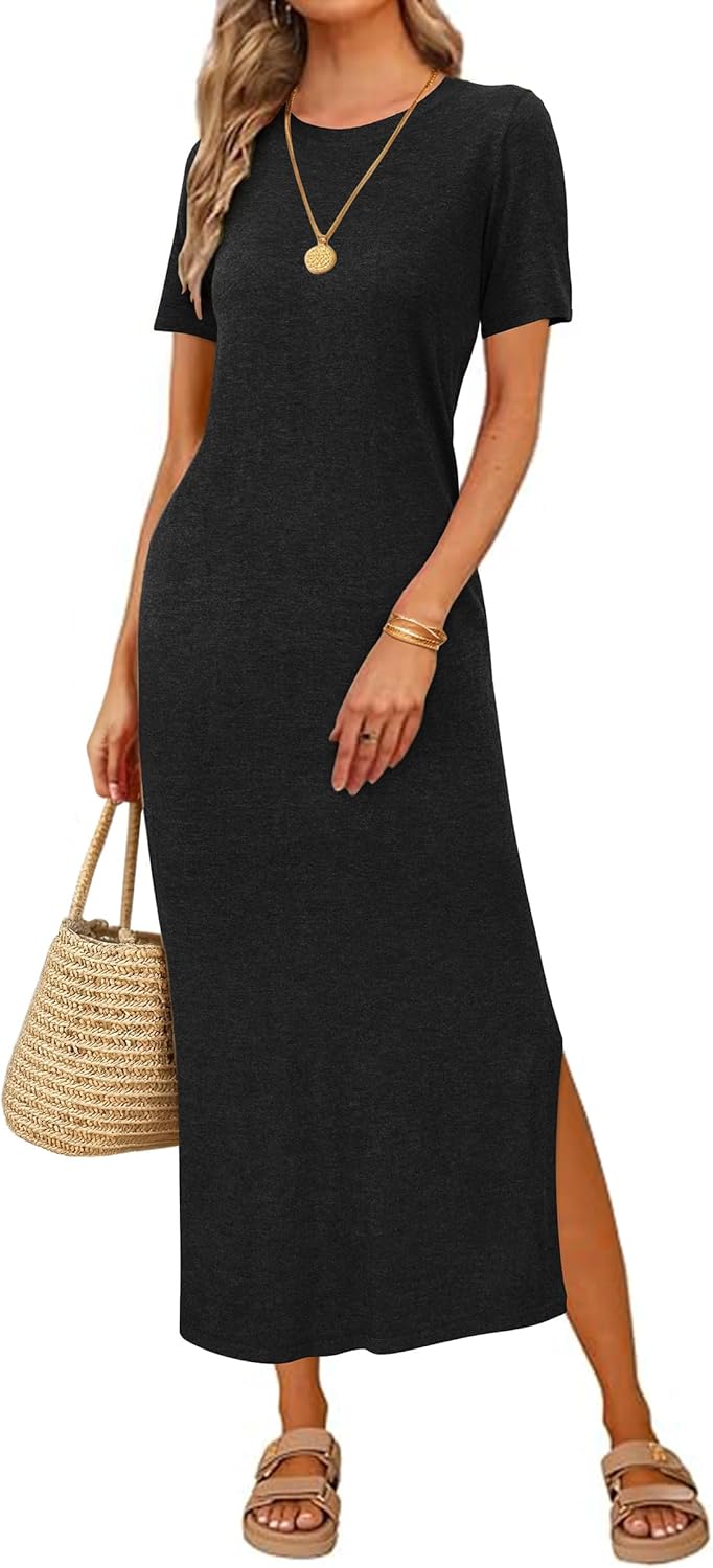 Arach&Cloz Women's Wool Blend Lightweight Maxi Dress for Fall