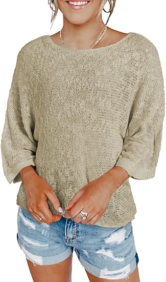 Dokotoo Womens Color Block Striped Lightweight Beach Sweater