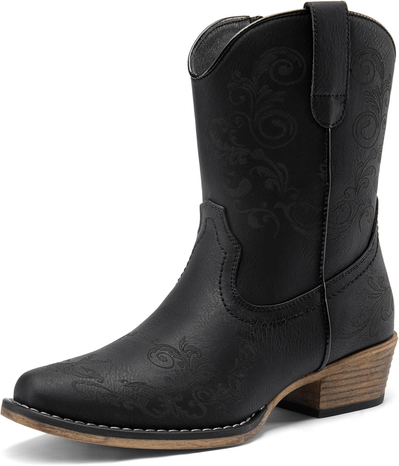 DREAM PAIRS Women's Cowboy Ankle Boots with Chunky Heels