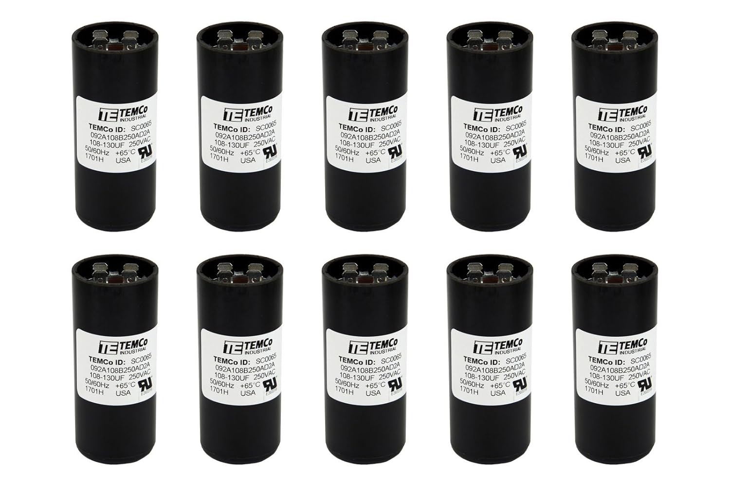 10 Pack 108-130 uF MFD CD60 Start Capacitor for HVAC Needs