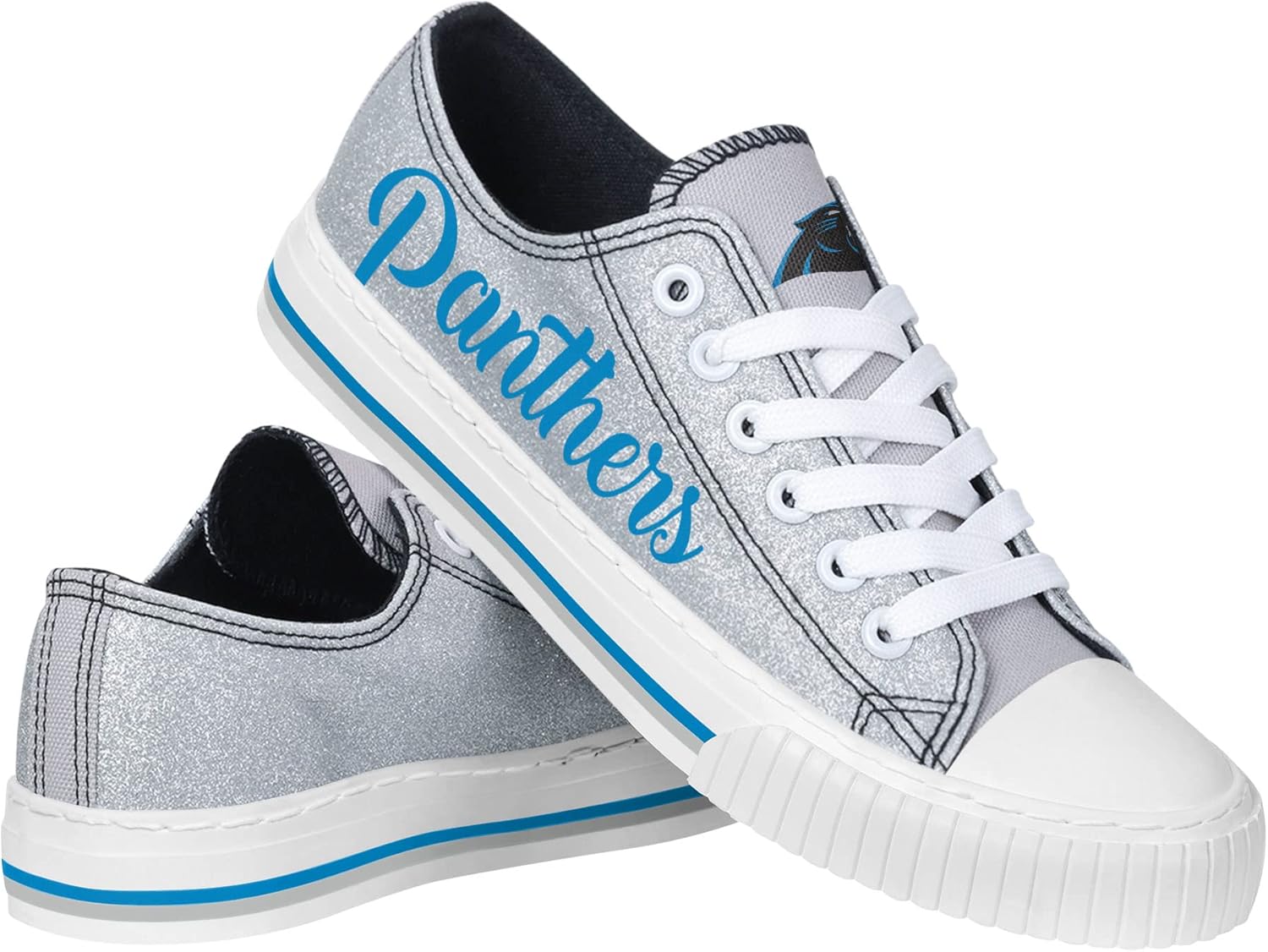 FOCO Women's NFL Team Logo Glitter Low Top Canvas Sneakers