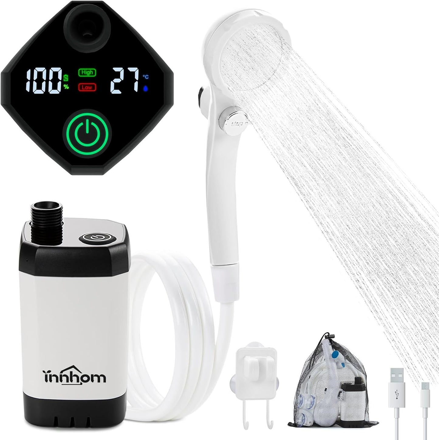 Portable 2-Mode Camp Shower Pump - Rechargeable