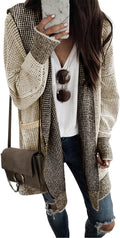 Womens Hooded Oversized Plaid Cardigan Sweater - Cozy Layering