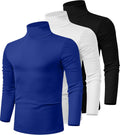 Ficerd 3 Pack Men's Turtleneck Shirts - Slim Fit Cotton Mock Neck see