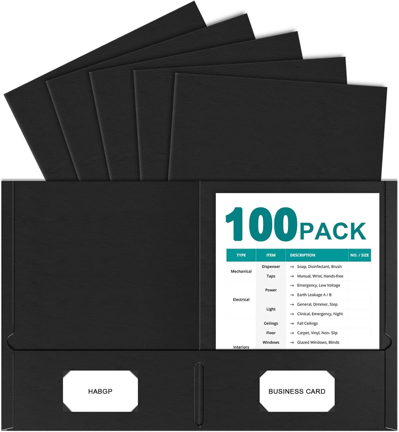 HABGP Two Pocket Folders for School Office Business Use