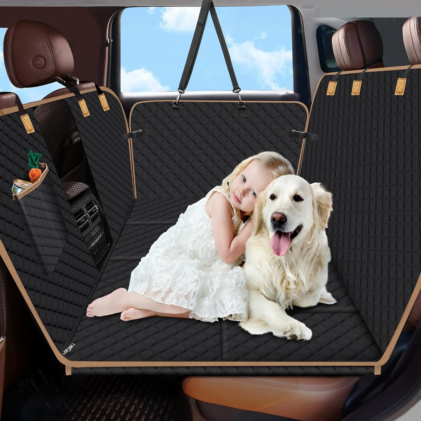 Dog Car Seat Cover for Back Seat by Lekespring - Black