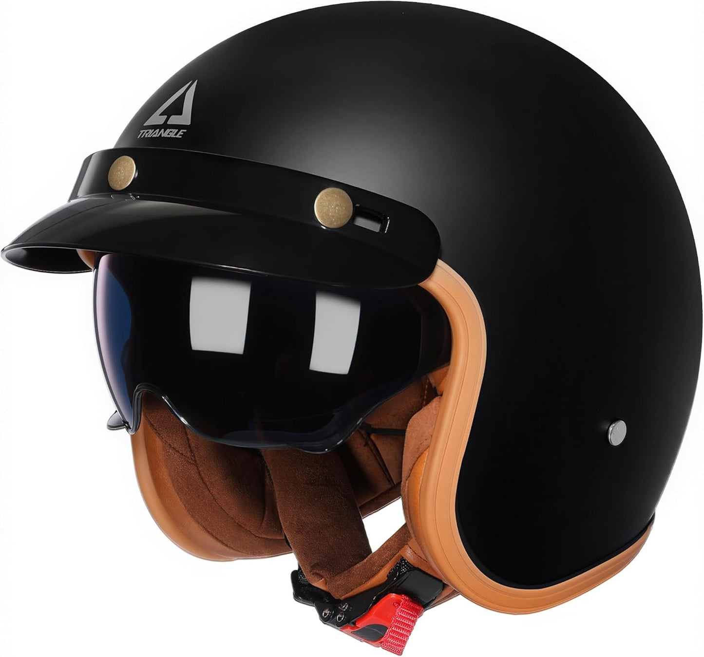 TRIANGLE 3/4 Motorcycle Helmet - Retro Open Face Design for Safety