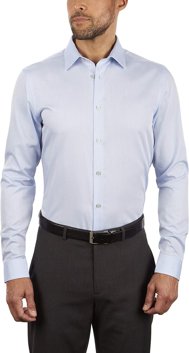 Calvin Klein Men's Dress Shirt Slim Fit Non-Iron Herringbone Style