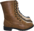Womens Combat Boots Vegan Faux Leather Ankle Cuff - Everyday Essential