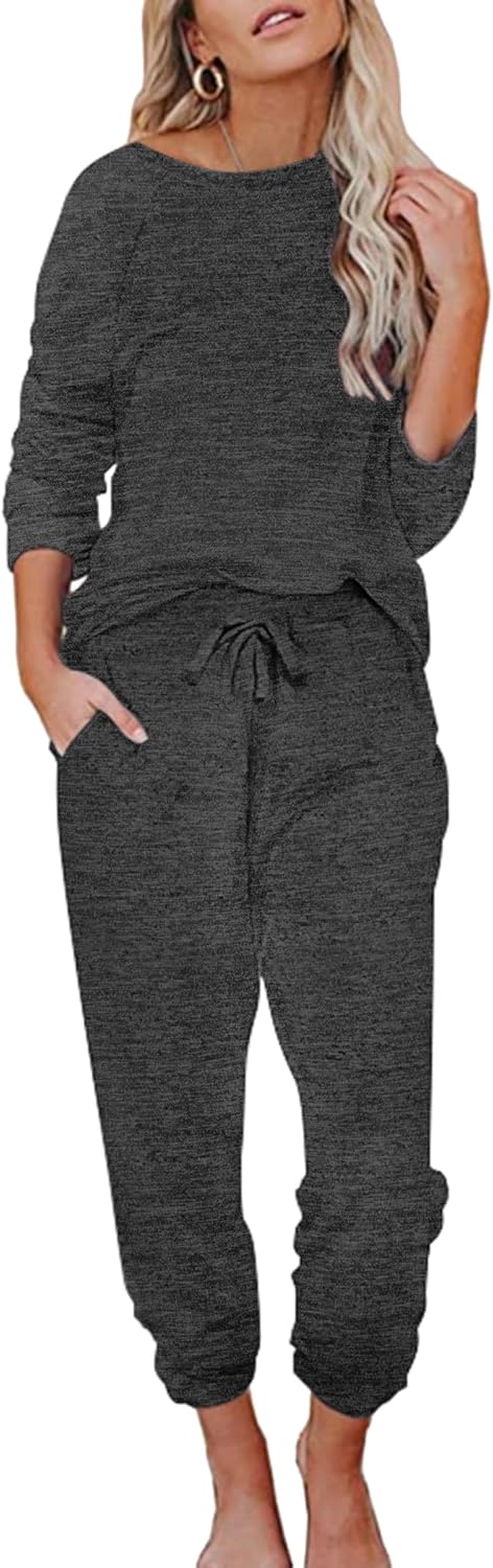 Ekouaer Womens Pajamas Set Long Sleeve Soft Lounge Joggers