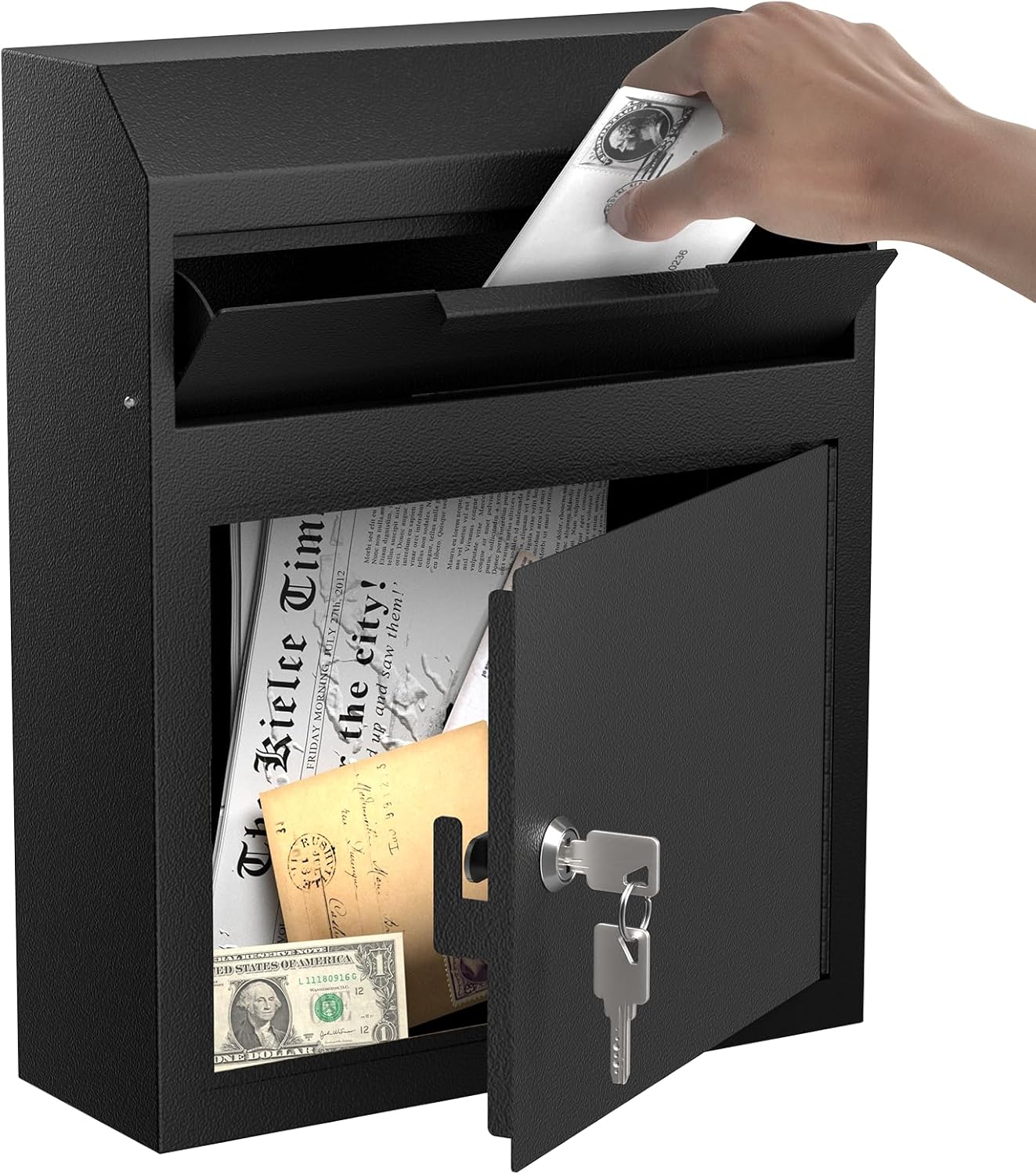 Extra Large Metal Wall Mount Locking Deposit Drop Box Safe