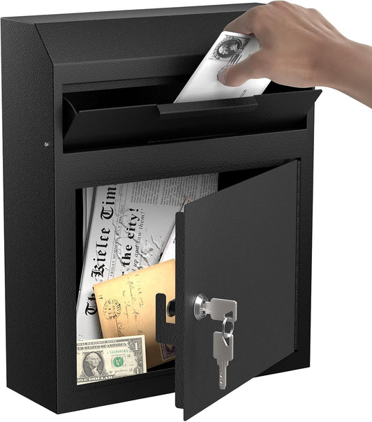Extra Large Metal Wall Mount Locking Deposit Drop Box Safe