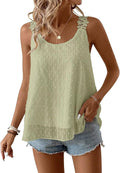 Womens Lace Floral Strap Swiss Dot Tank Top - Flowy Summer Style