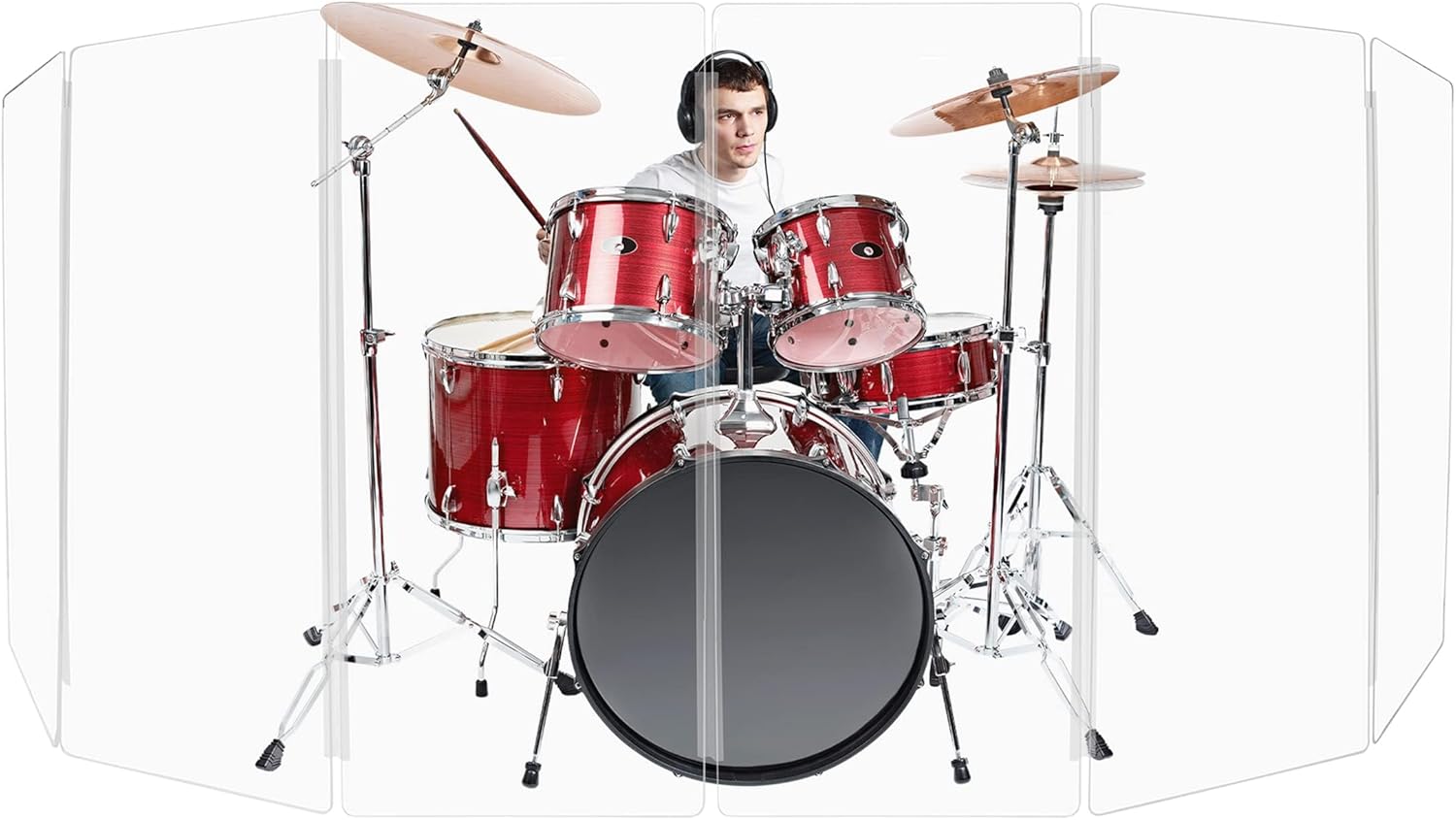 Premium 4ft Drum Shield with Clear Acrylic Panels for Sound Control