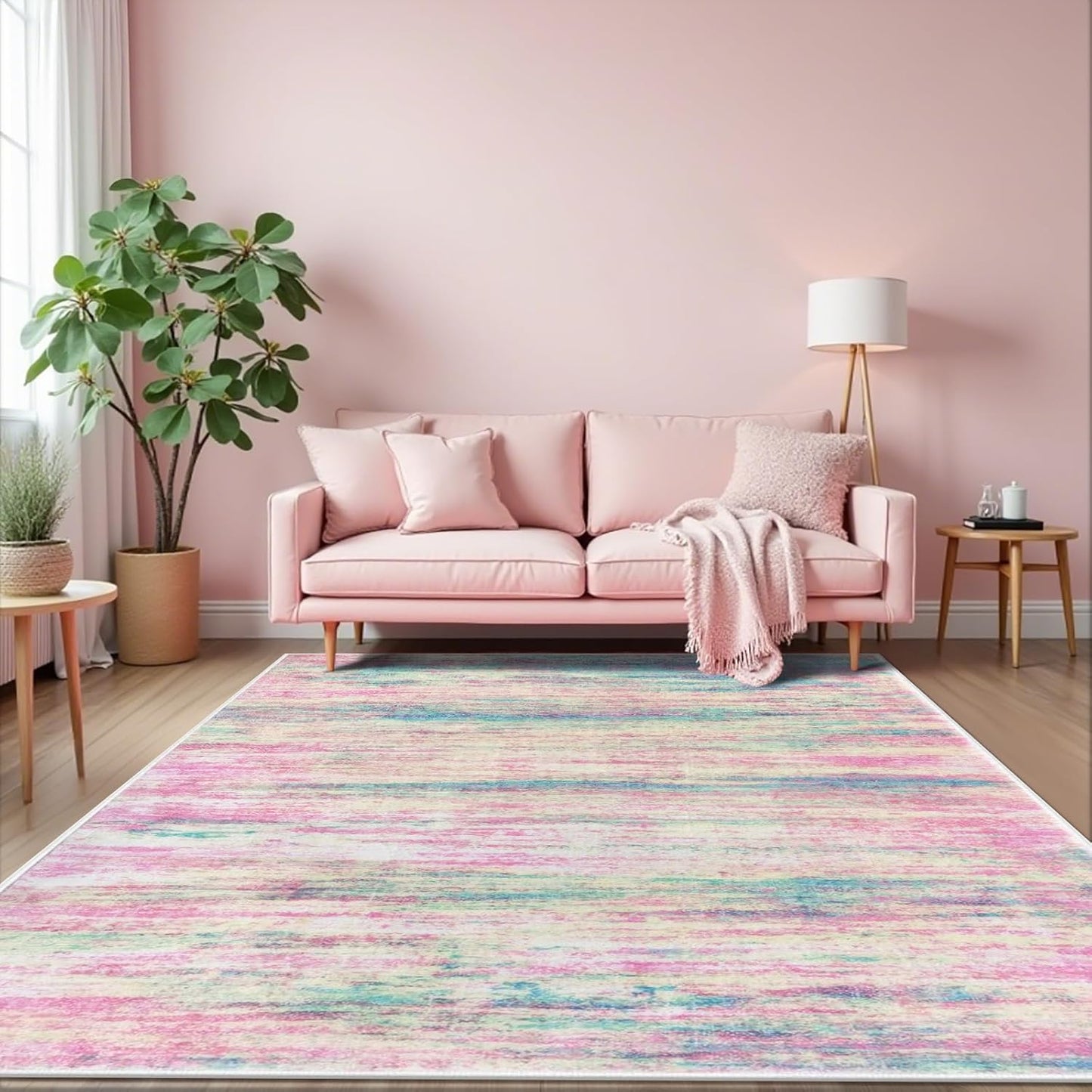KOZYFLY Pink Nursery Rug for Baby Girl - Soft and Washable