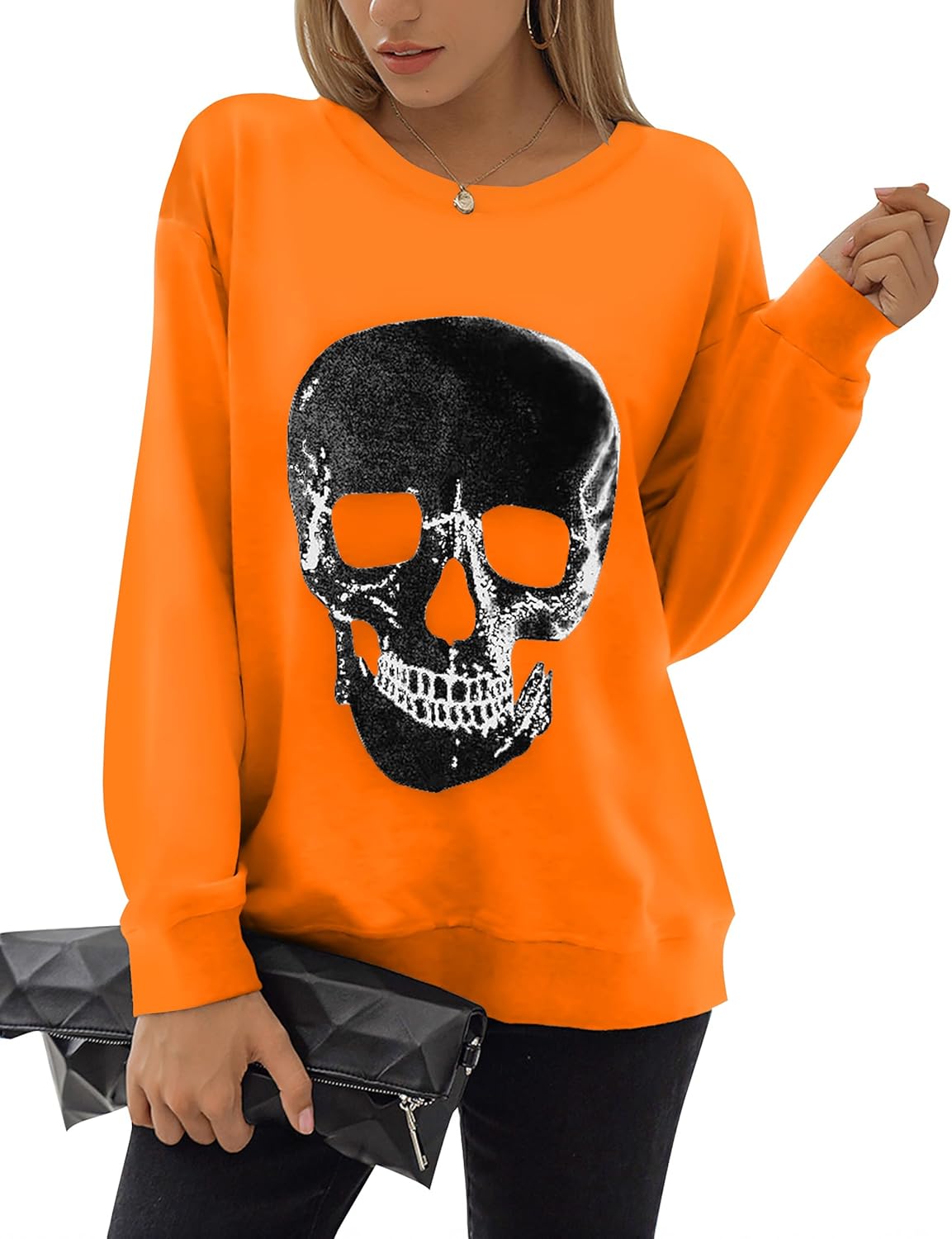 Skull Graphic Sweatshirt for Women - Gothic Fall Style