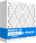 14x20x1 Furnace Air Filters MERV 13 (6 Pack) - High Dust Capture