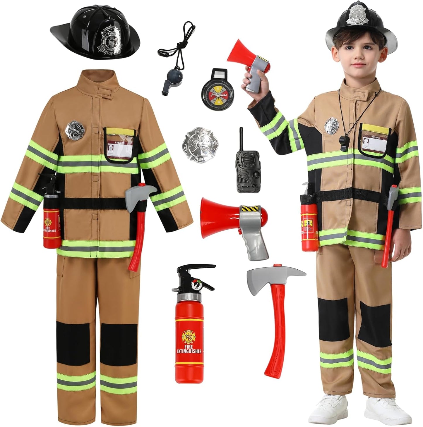 yolsun Fireman Costume for Kids - Complete Dress Up Set