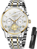 Men Multifunction Watch with Two Tone Stainless Steel Band - Classic