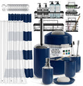 Clara Clark Navy Bathroom Accessories Set - Coordinated 25PC Set