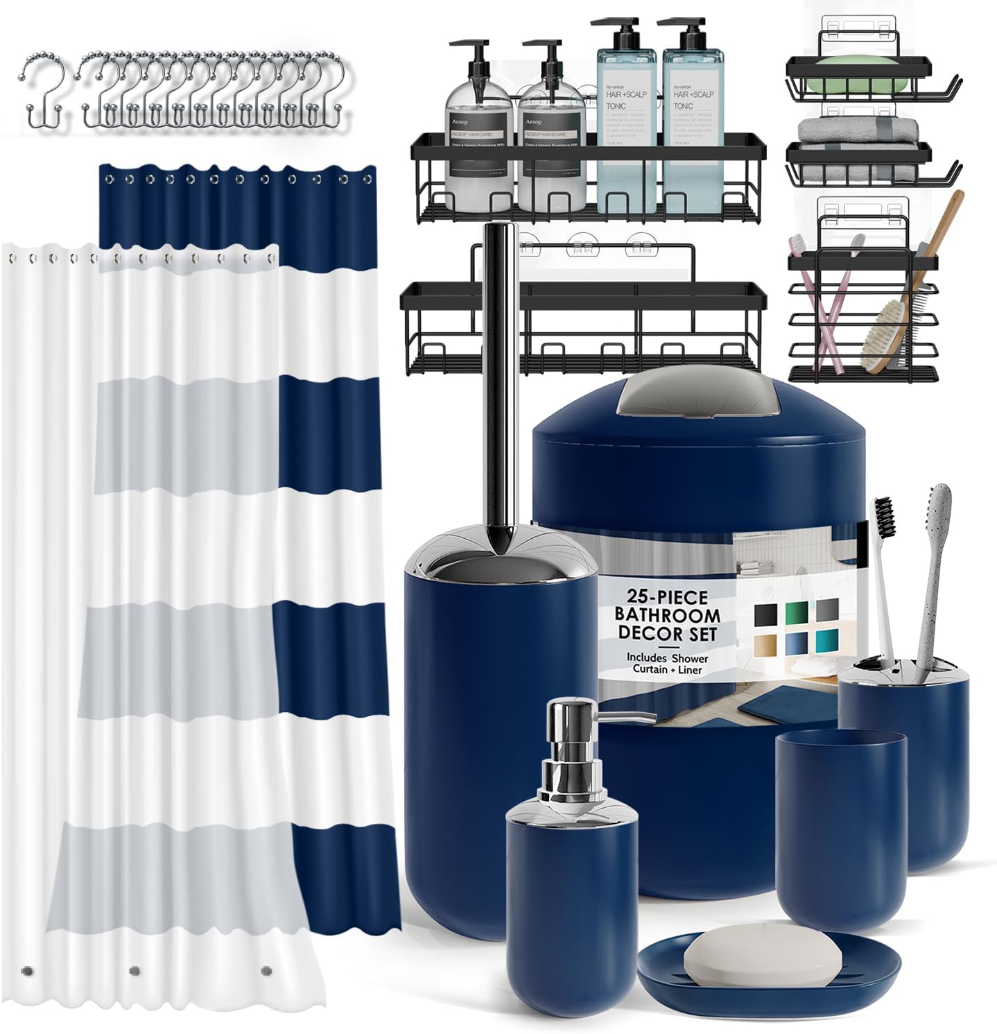 Navy Bathroom Accessories Set for Stylish Home Decor