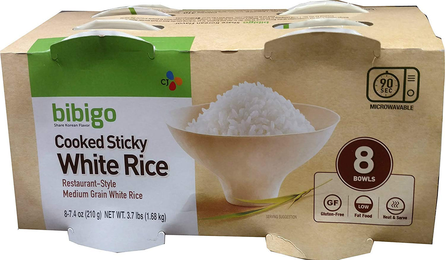 Bibigo Restaurant-Style Cooked Sticky White Rice - 24 Bowls