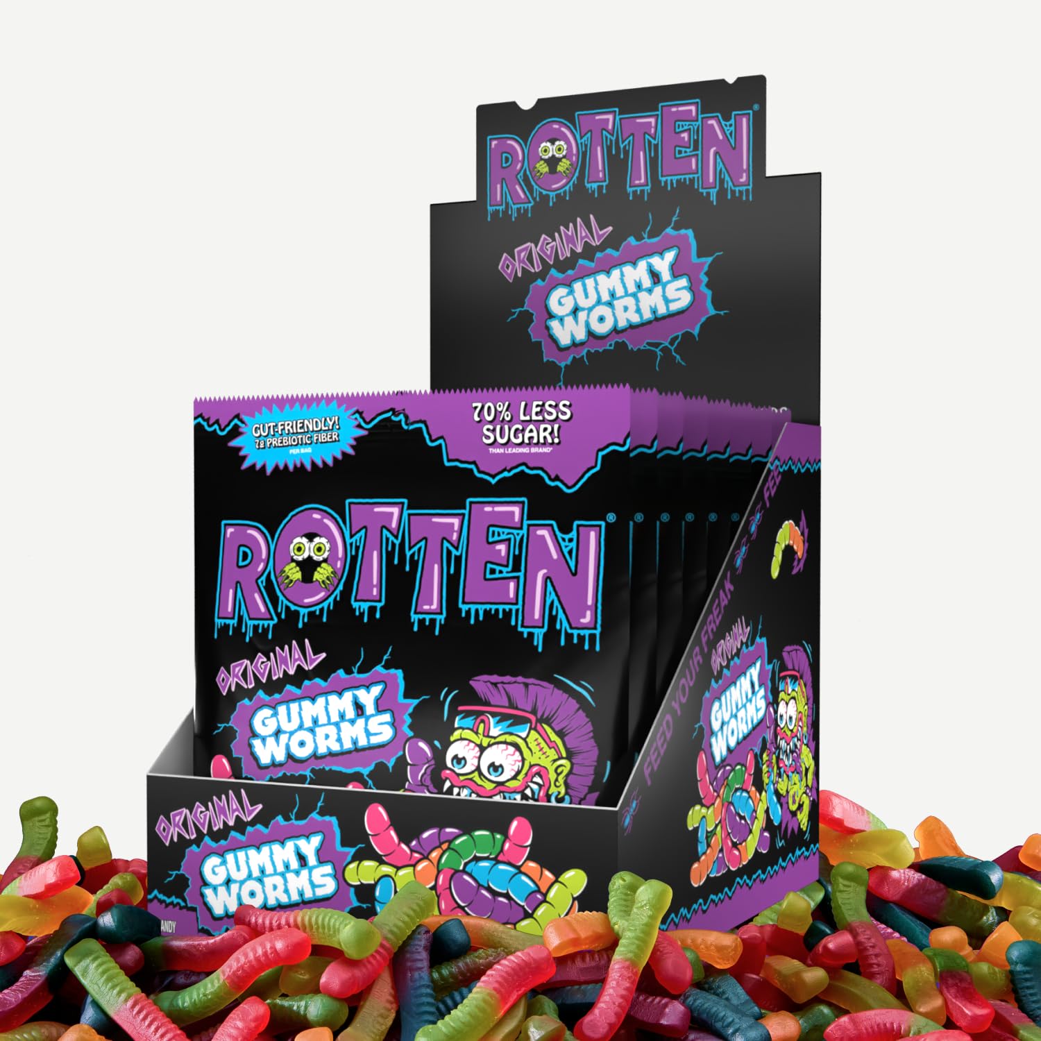 Rotten Original Gummy Worms - Low Sugar, Gluten Free Candy