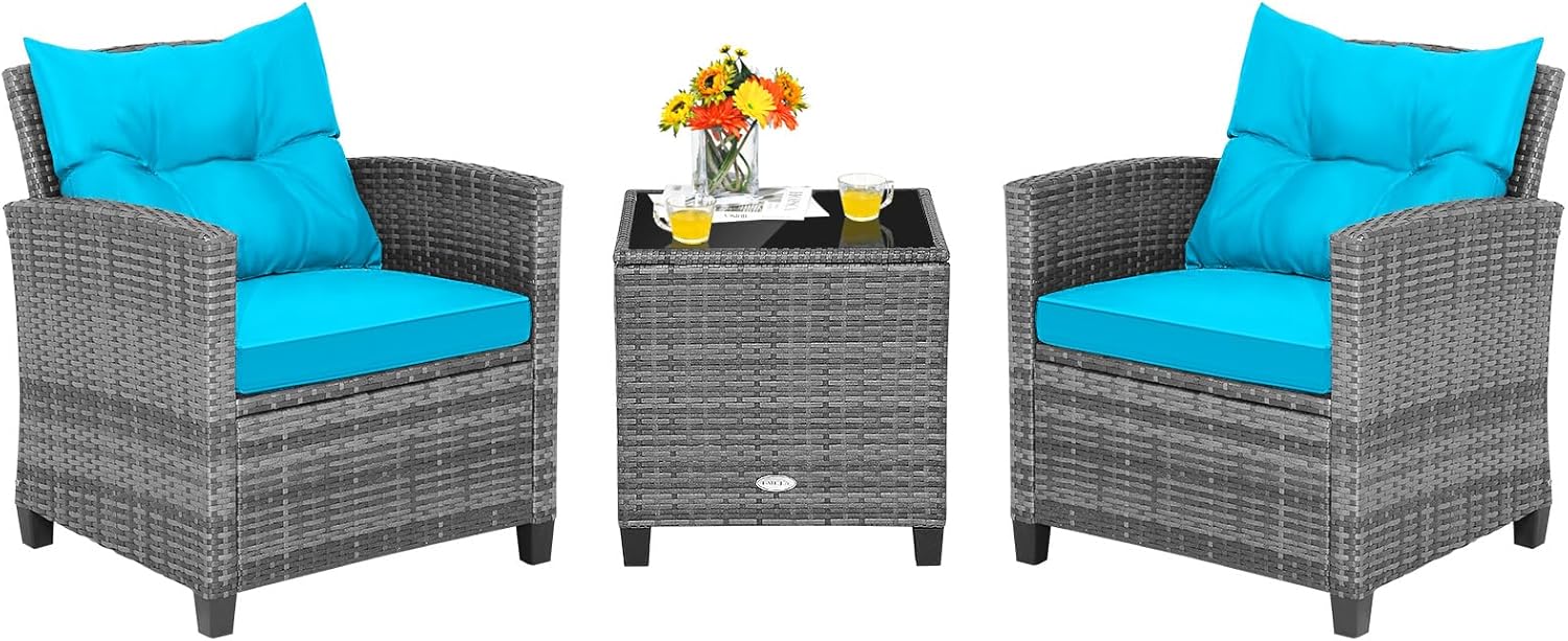 Tangkula 3 Pieces Patio Furniture Set for Outdoor Relaxation