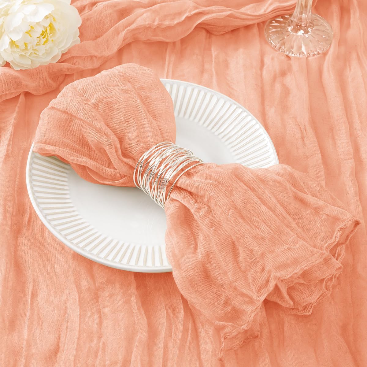 50 Pack Peach Cheesecloth Napkins for Fall and Thanksgiving Events