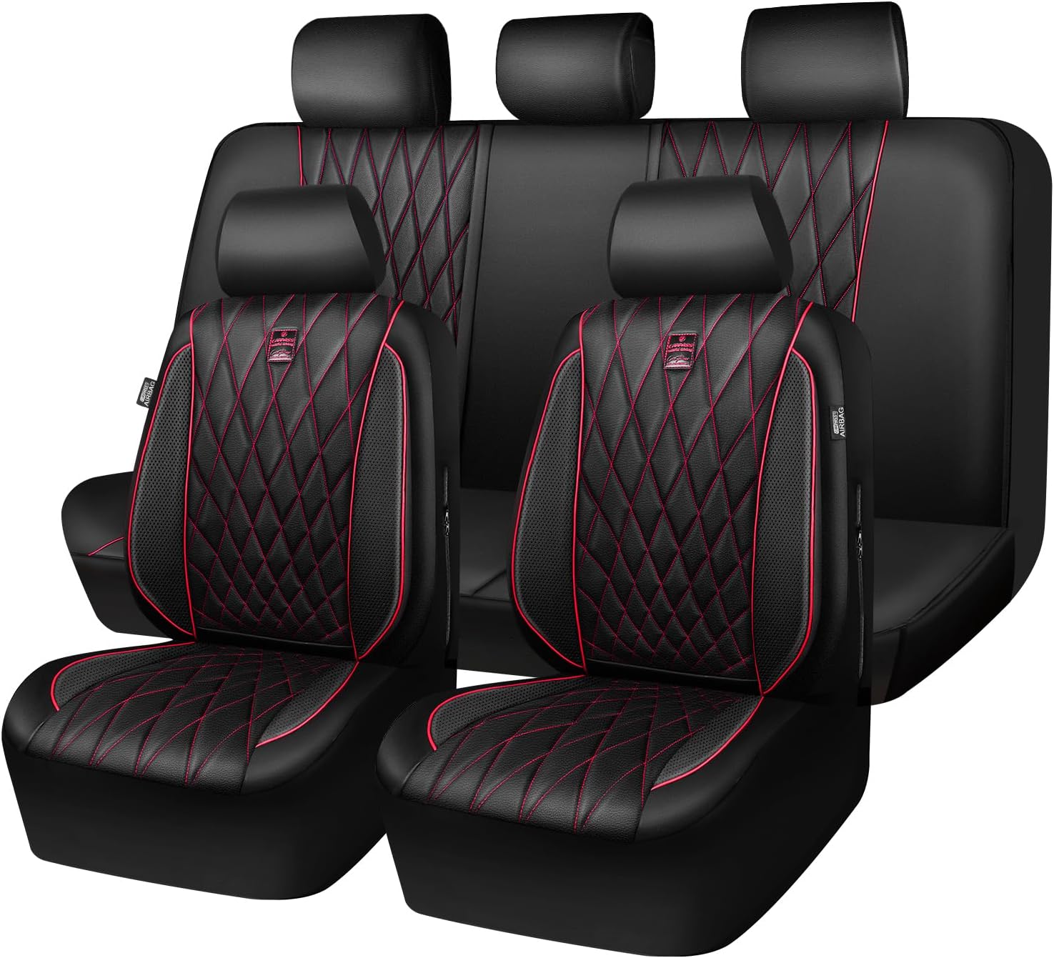 CAR PASS Luxury Leather Seat Covers Full Set for 5 Seats