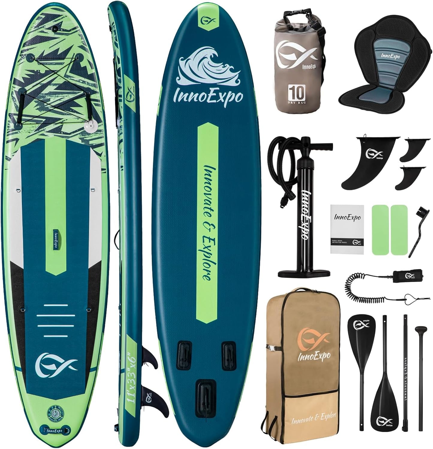 InnoExpo 11ft Inflatable Stand Up Paddle Board for All Skills
