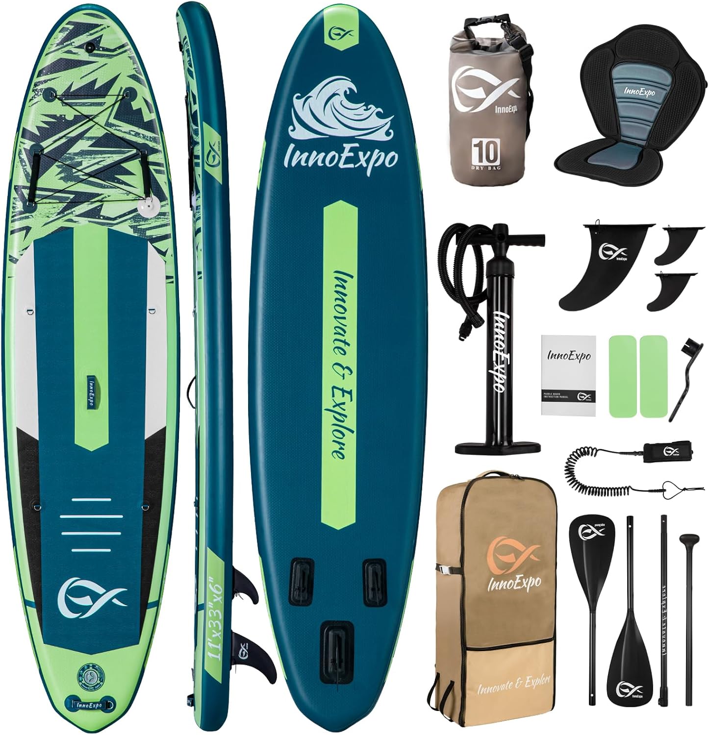 InnoExpo 11ft Inflatable Stand Up Paddle Board for All Skills