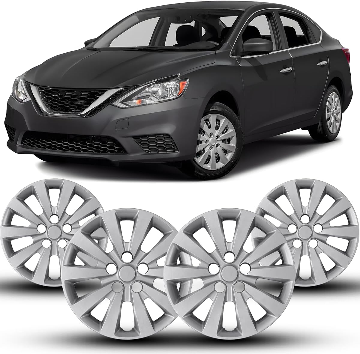Winjet 16 Inch Hubcaps for Nissan Sentra and Leaf Wheel Covers