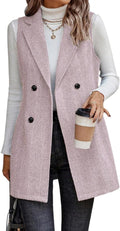 Long Vest for Women Sleeveless Tweed Blazer - Smart Layering