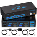 8K HDMI KVM Switch Dual Monitor 2 Computers - 8K@60Hz, USB 3.0 Hub