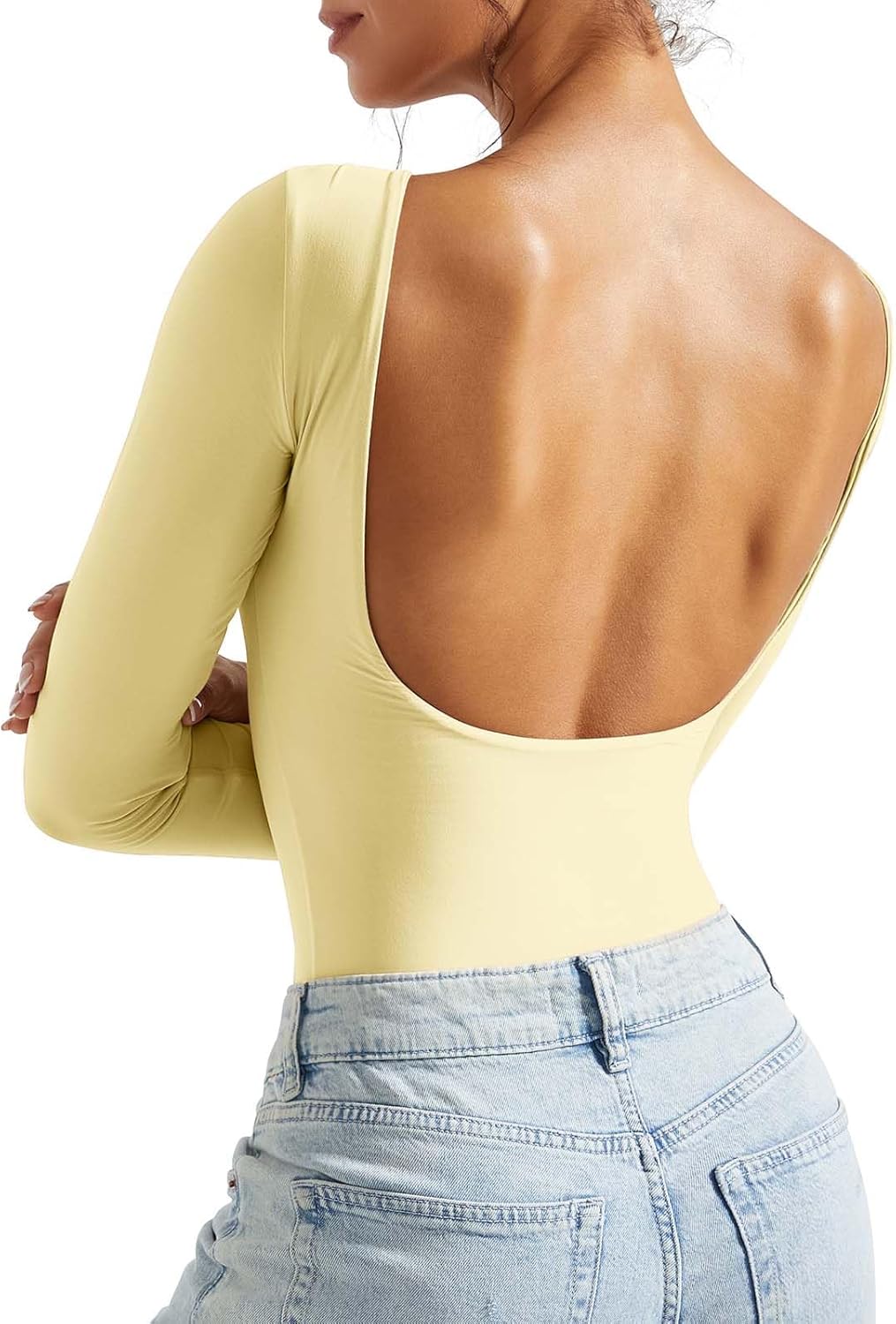SUUKSESS Women Backless Long Sleeve Bodysuit for Every Occasion