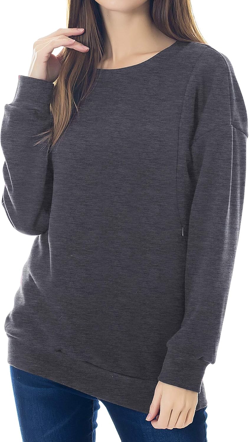 Smallshow Fleece Maternity Nursing Sweatshirt for Stylish Moms