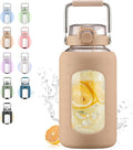 84oz Glass Water Bottle with Stainless Steel Handle - Amber 2.4L