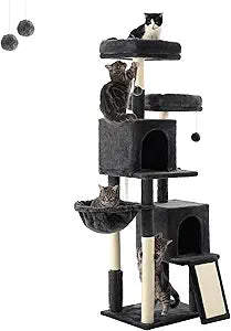 Cat Tree for Indoor Cats with Double Perch and Caves