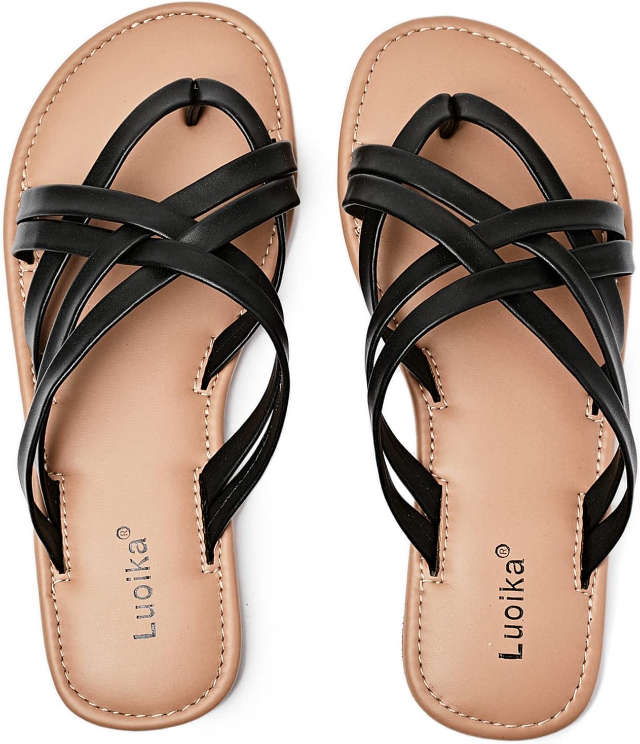 Luoika Women's Wide Width Flat Sandals for Summer Comfort