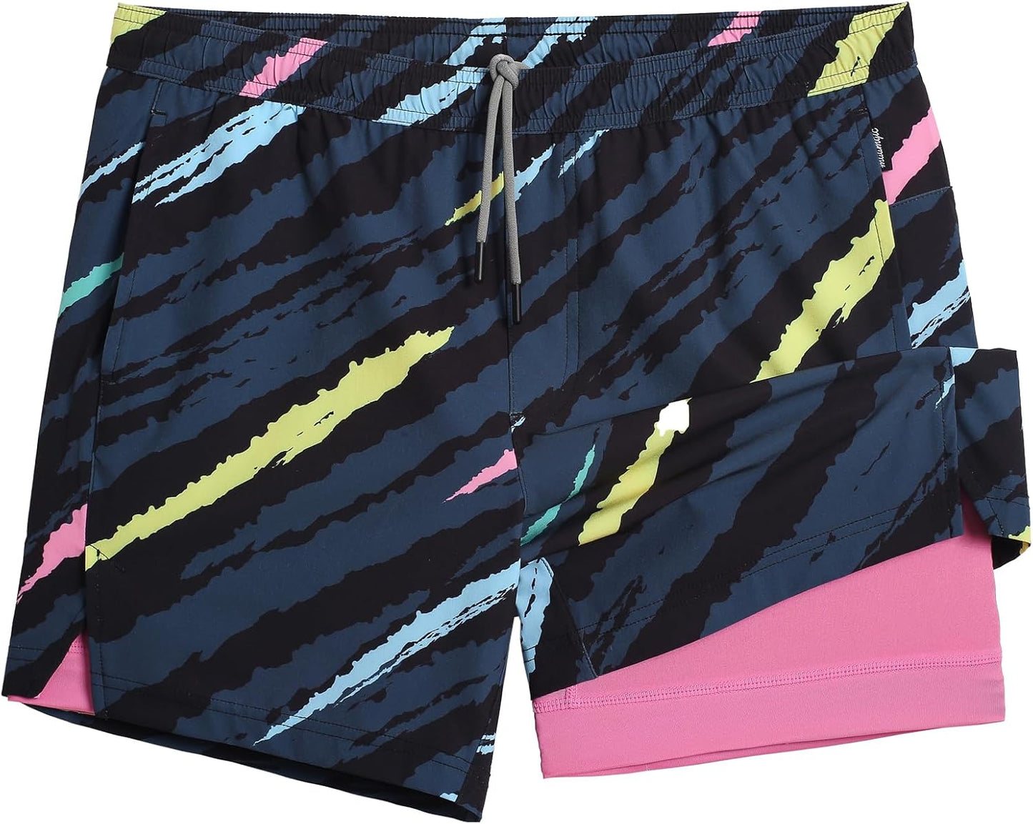 maamgic Mens 5in Gym Running Shorts for Men 2 in 1 Quick Dry