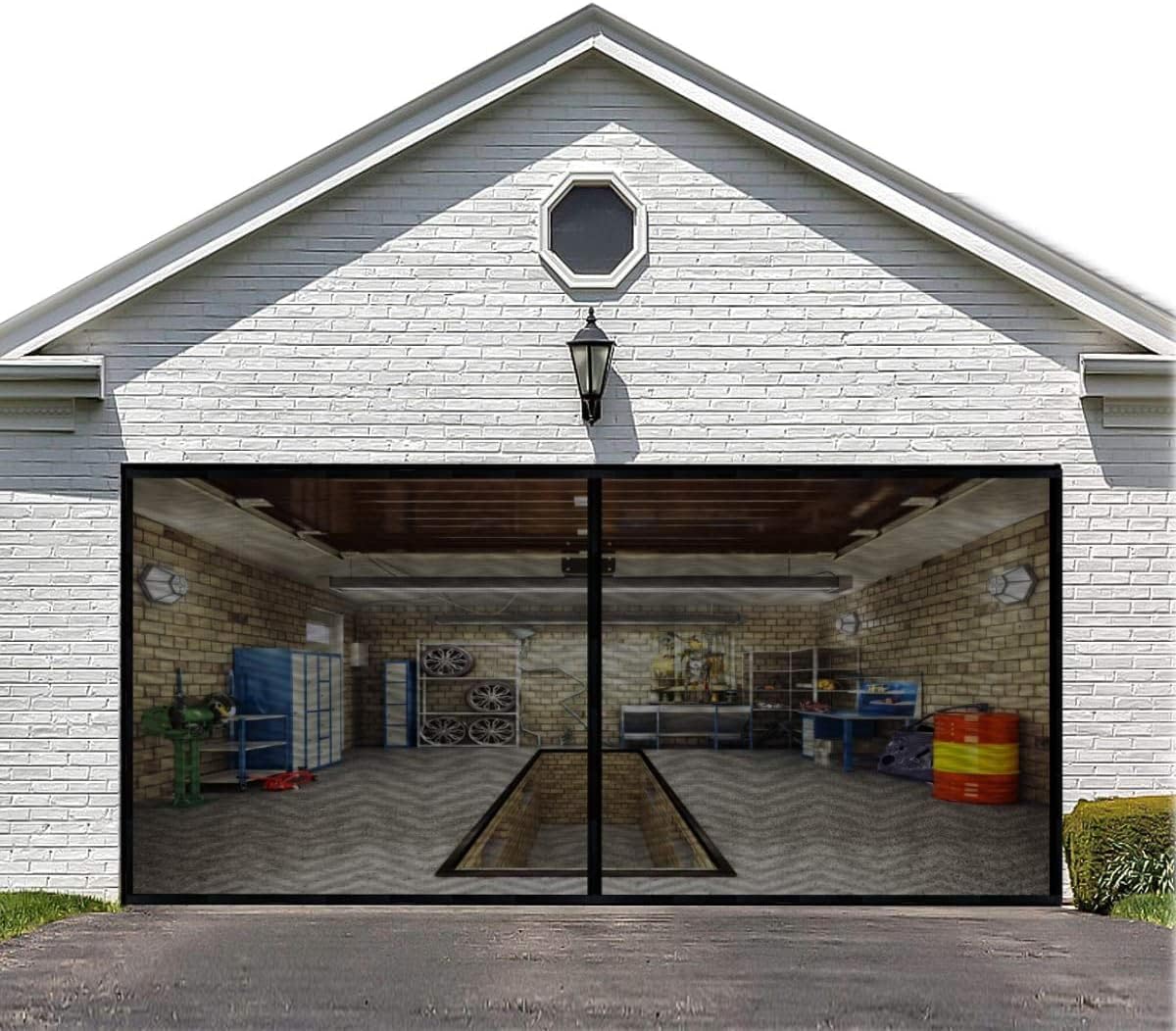 LIAMST Garage Door Screen for 8x8FT - Magnetic Screen Door