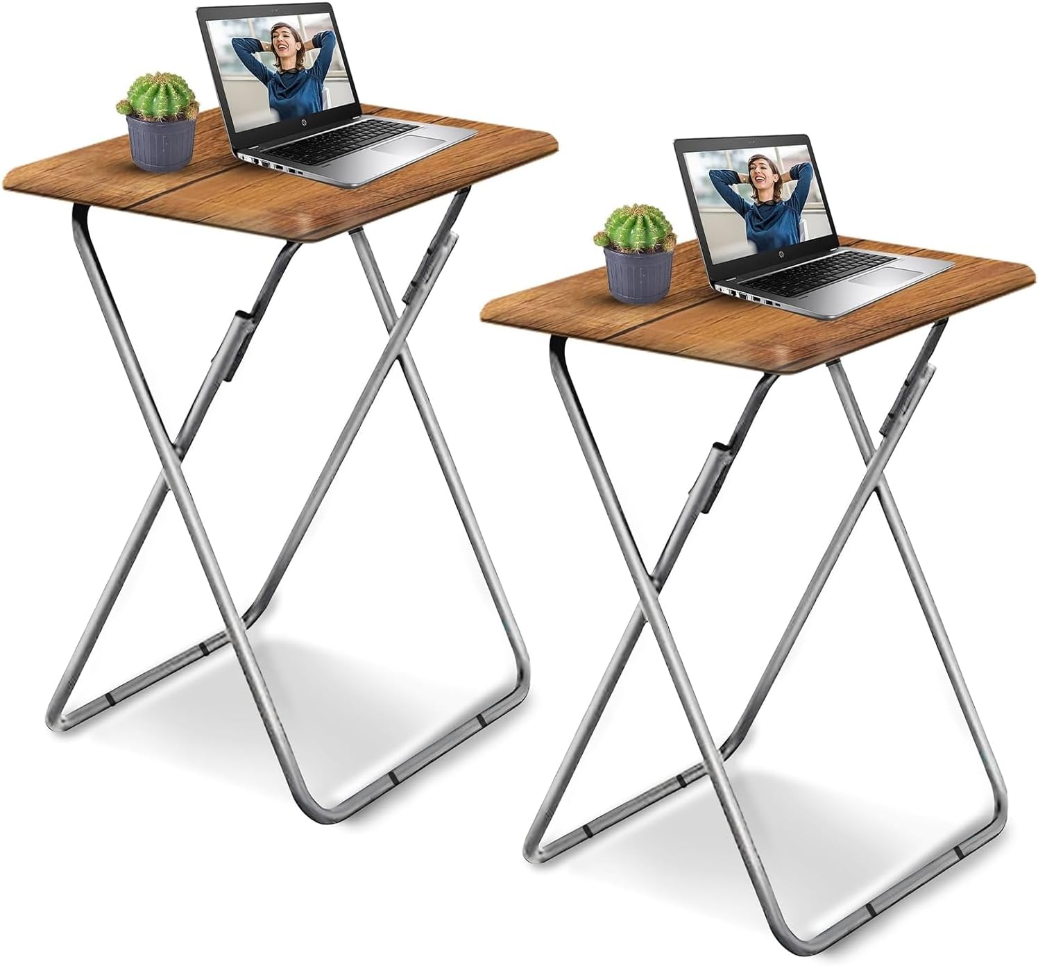 Folding TV Tray Table Set of 2 for Easy Living Room Use