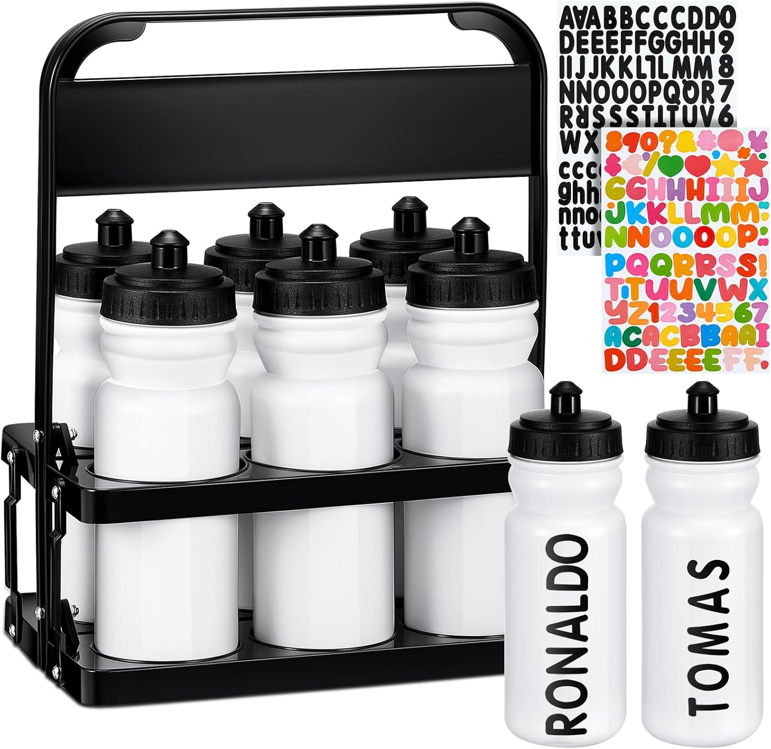 7 Pcs Water Bottle Carrier Set with 20 Oz Bottles for Sports