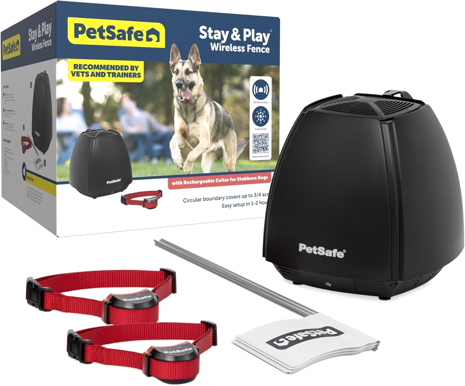 Portable PetSafe Wireless Fence 2-Dog Set - No Wires, Stubborn Dog Friendly