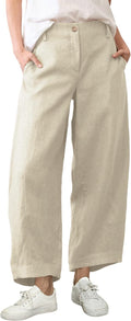 Linen Pants for Women Wide Leg Capri Trousers - Beach Ready