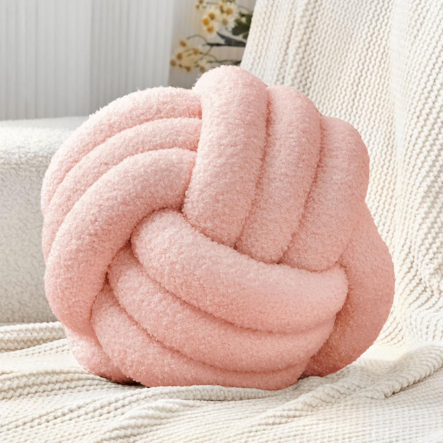 Petrella Knot Pillow Ball Round Throw Pillows for Home Decor