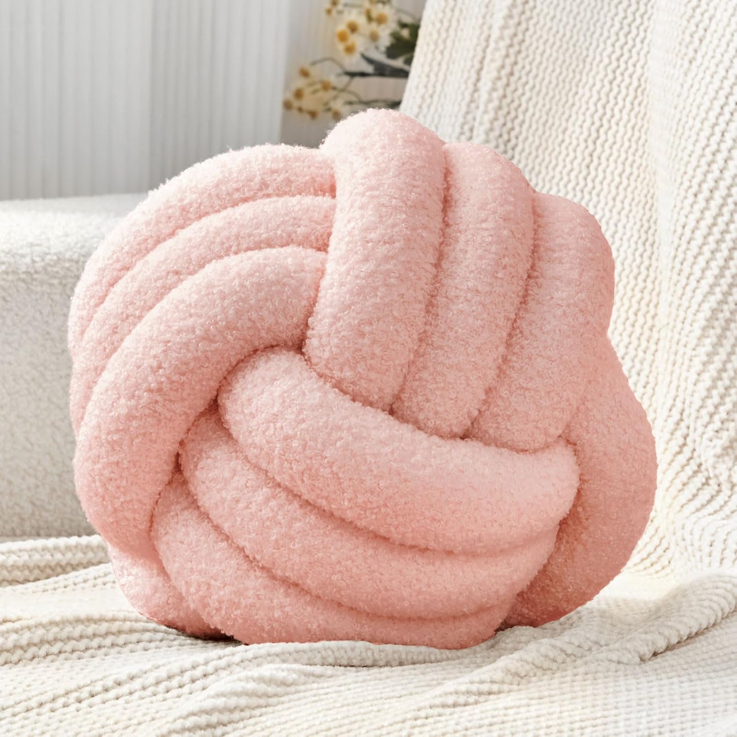 Petrella Knot Pillow Ball Round Throw Pillows for Home Decor