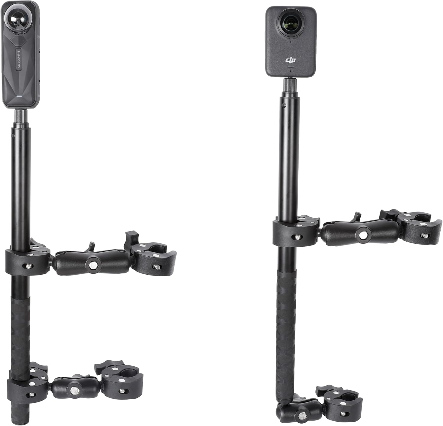 Motorcycle Mount Kit for Insta360 and GoPro Cameras - Double Clamps